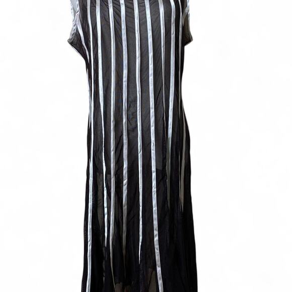 Vintage black and off white micro mesh maxi dress - Picture 1 of 7